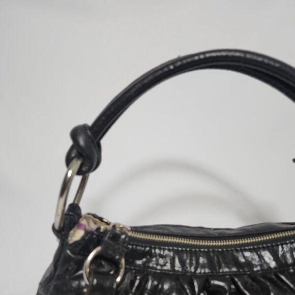 Guess Y2K Black Vegan Leather GGG Logo Embossed Mini Shoulder Hobo Bag Purse VTG - Picture 7 of 16